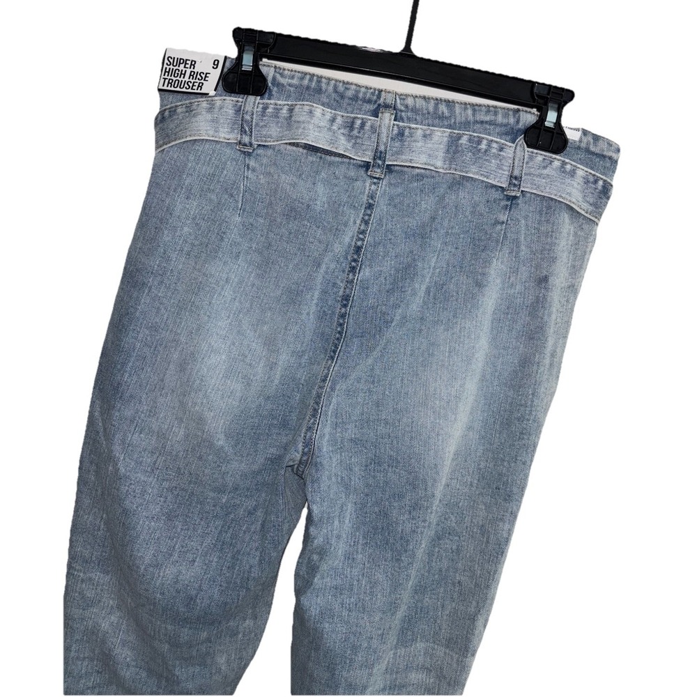 NWT Almost Famous Size 9 Super High Rise Paperbag Trouser Jeans Distressed Belt - Picture 9 of 15